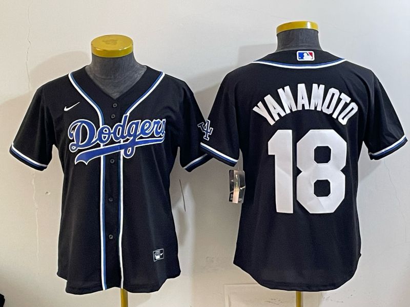 Youth Nike 2026 Los Angeles Dodgers #18 Yamamoto Black Game MLB Jersey 01